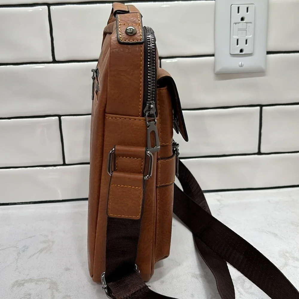 Weixer Crossbody Men’s Shoulder Bag Vintage Leather Vertical Hand Business NWOT